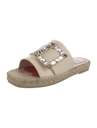 Roger Vivier Leather Crystal Embellishments Espadrilles
