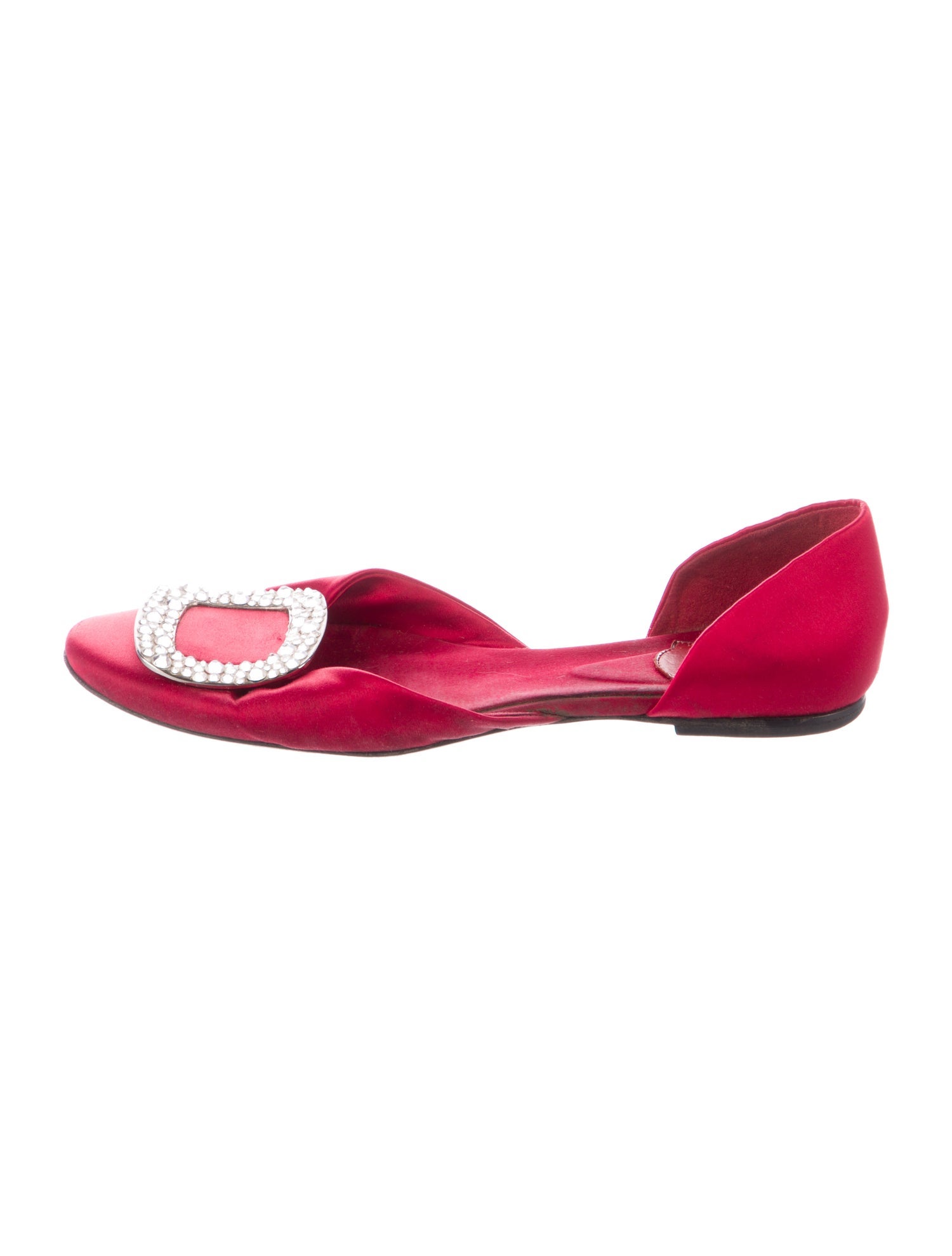Roger Vivier Satin Crystal Embellishments D'Orsay Flats
