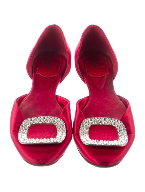 Roger Vivier Satin Crystal Embellishments D'Orsay Flats