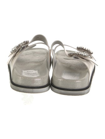 Roger Vivier Leather Crystal Embellishments Slides