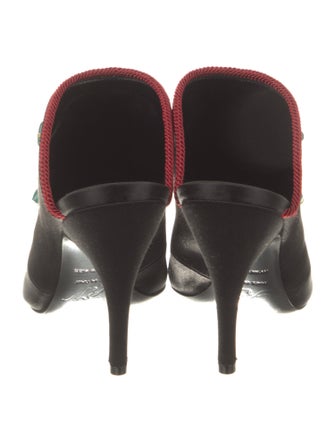 Roger Vivier Satin Crystal Embellishments Mules