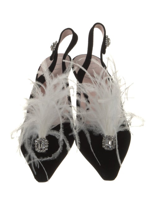 Roger Vivier Velvet Crystal Embellishments Slingback Pumps