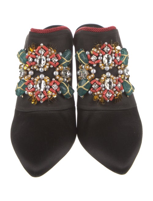 Roger Vivier Satin Crystal Embellishments Mules