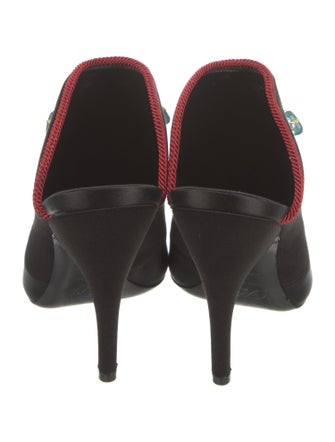 Roger Vivier Satin Crystal Embellishments Mules