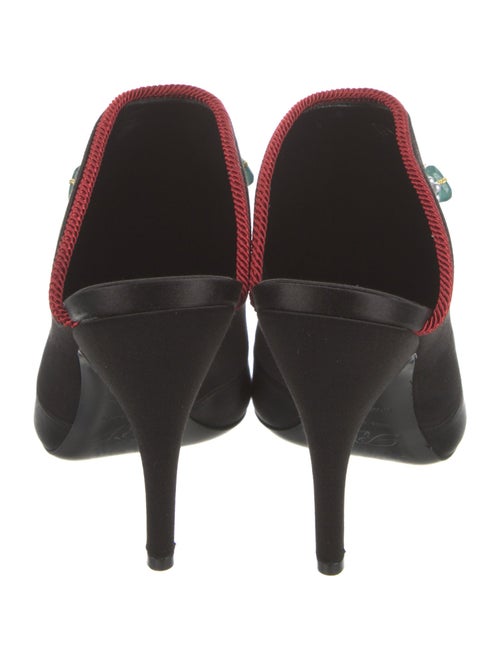 Roger Vivier Satin Crystal Embellishments Mules