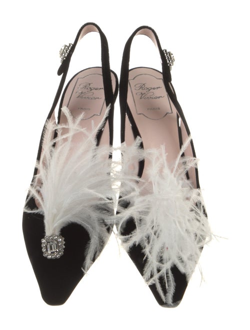 Roger Vivier Velvet Crystal Embellishments Slingback Pumps