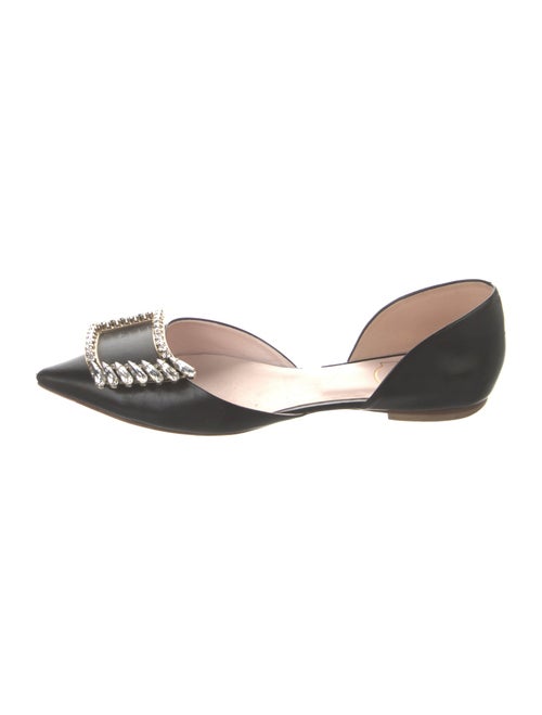 Roger Vivier Leather Crystal Embellishments D'Orsay Flats
