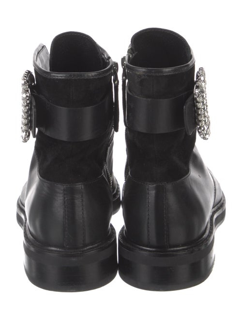 Roger Vivier Leather Crystal Embellishments Combat Boots