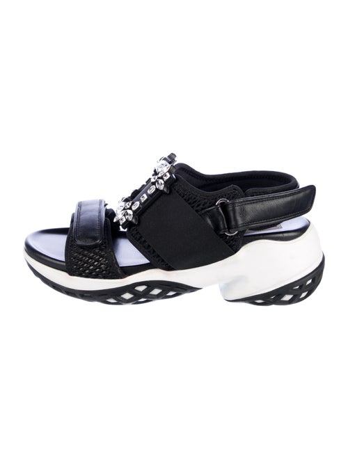 Roger Vivier Printed Crystal Embellishments T-Strap Sandals