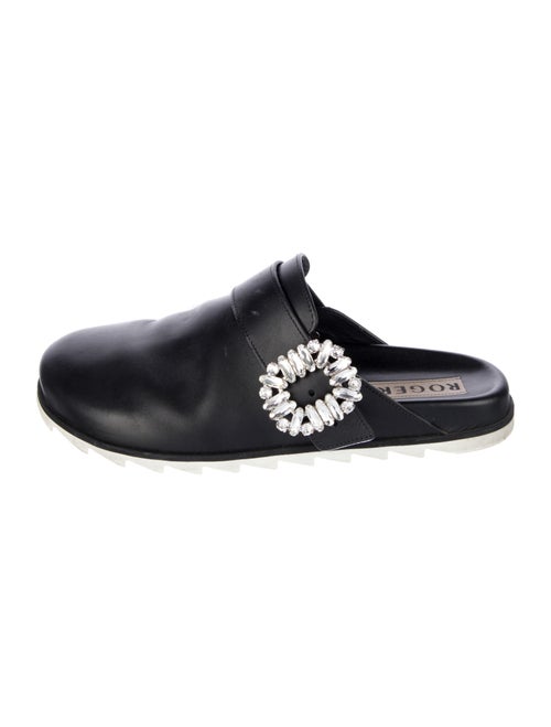 Roger Vivier Leather Crystal Embellishments Mules