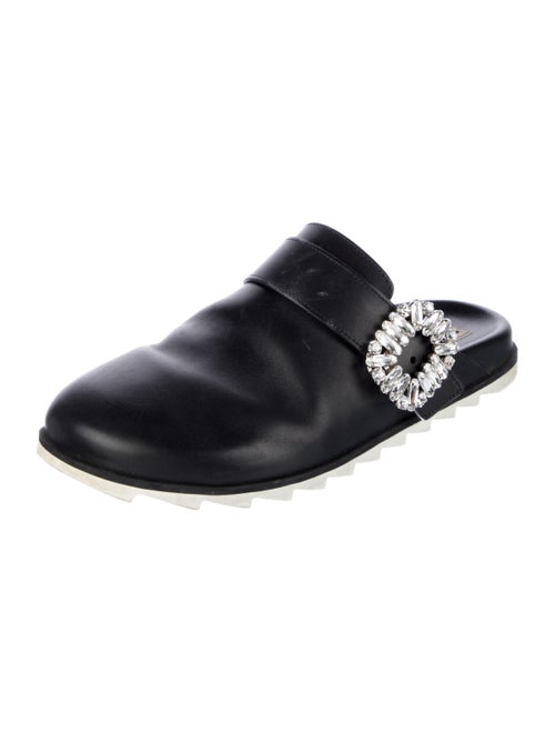 Roger Vivier Leather Crystal Embellishments Mules