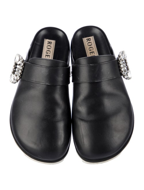 Roger Vivier Leather Crystal Embellishments Mules