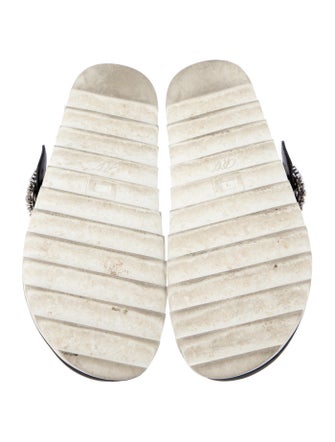 Roger Vivier Leather Crystal Embellishments Mules