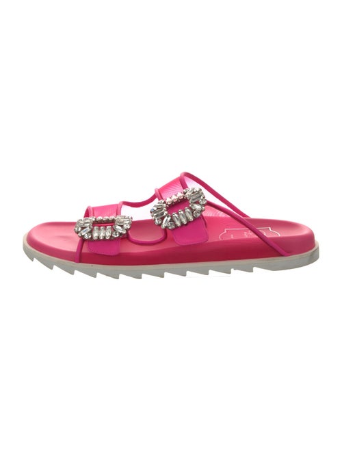 Roger Vivier Leather Crystal Embellishments Slides