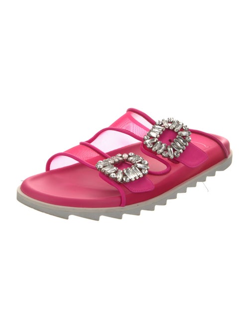 Roger Vivier Leather Crystal Embellishments Slides