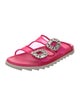 Roger Vivier Leather Crystal Embellishments Slides