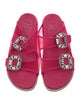 Roger Vivier Leather Crystal Embellishments Slides