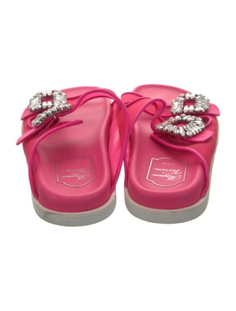 Roger Vivier Leather Crystal Embellishments Slides