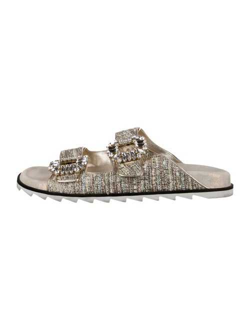 Roger Vivier Leather Tweed Pattern Slides
