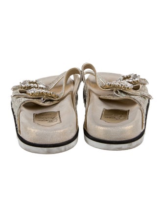 Roger Vivier Leather Tweed Pattern Slides