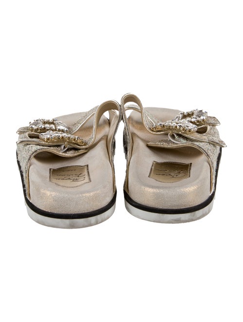 Roger Vivier Leather Tweed Pattern Slides