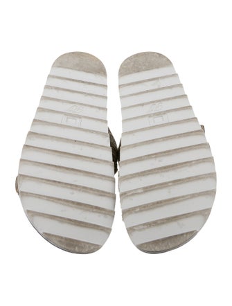 Roger Vivier Leather Tweed Pattern Slides