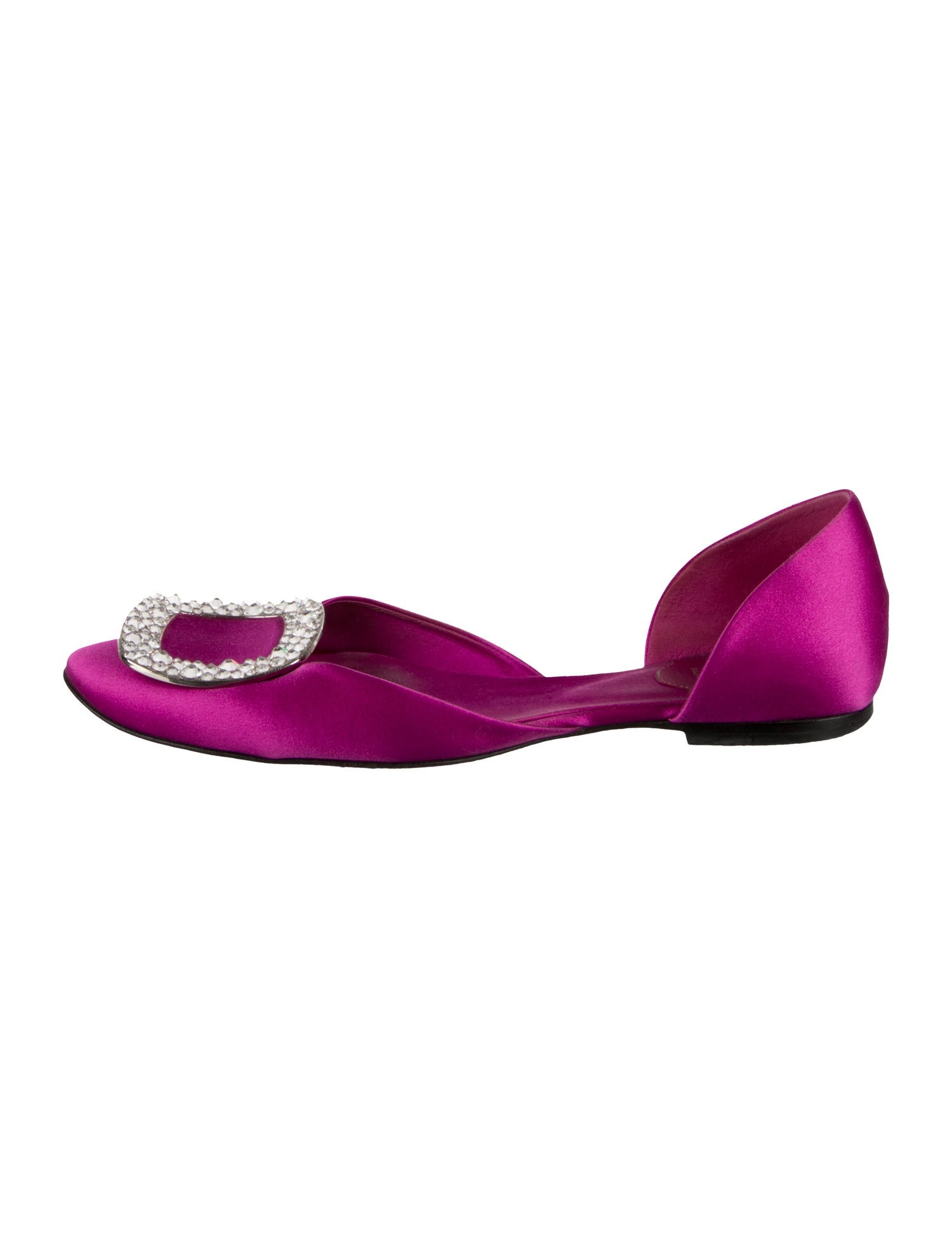 Roger Vivier Satin Crystal Embellishments D'Orsay Flats