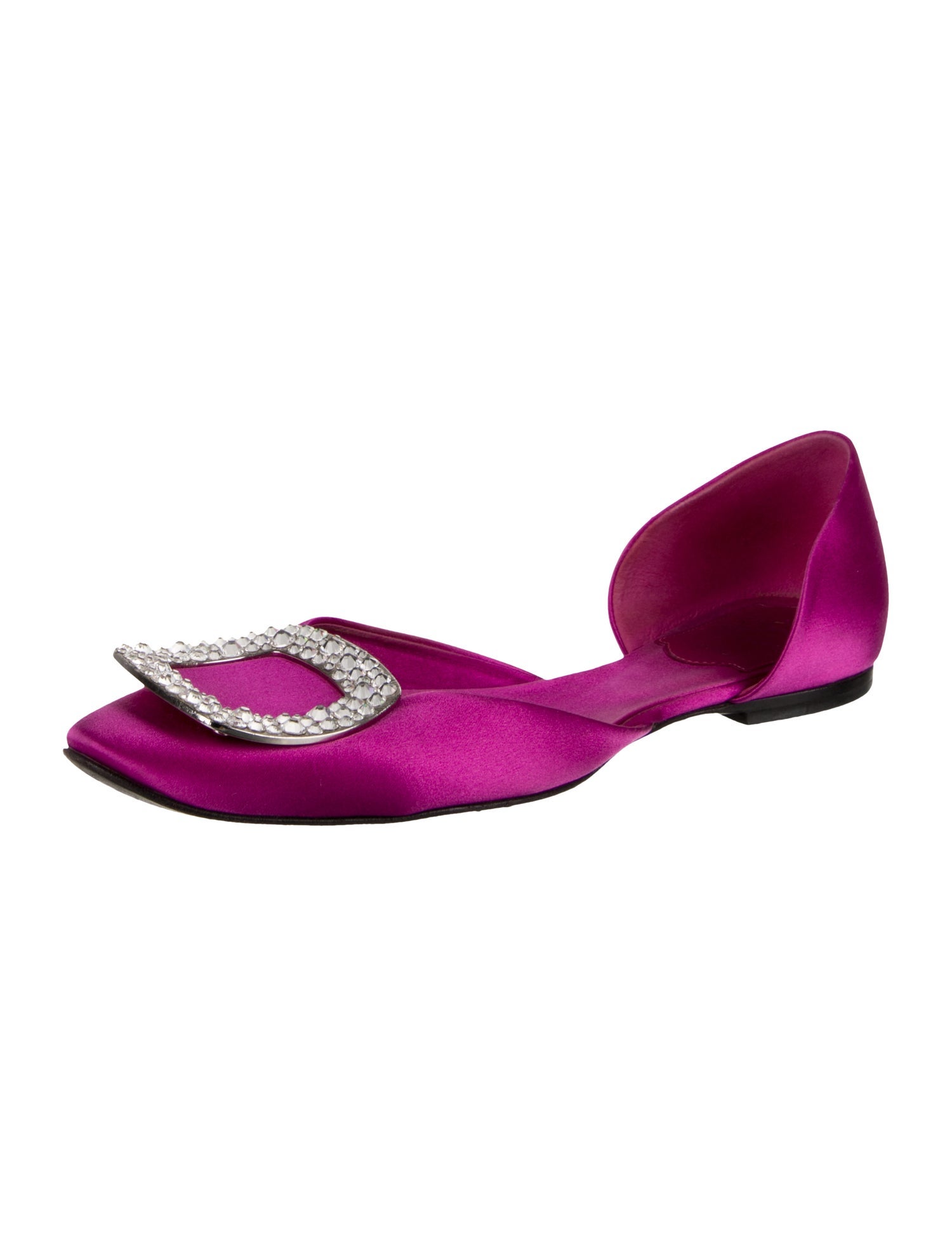 Roger Vivier Satin Crystal Embellishments D'Orsay Flats