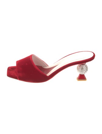 Roger Vivier Velvet Crystal Embellishments Slides