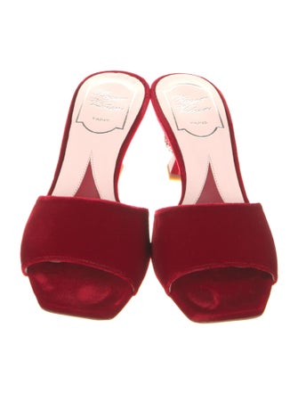 Roger Vivier Velvet Crystal Embellishments Slides