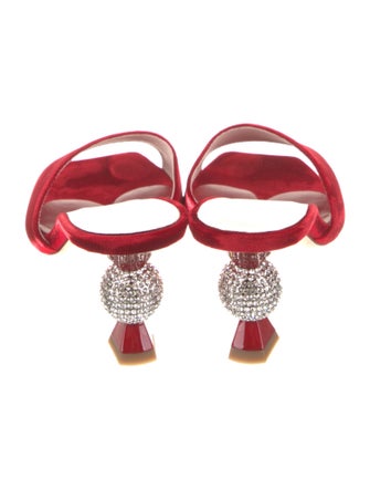Roger Vivier Velvet Crystal Embellishments Slides