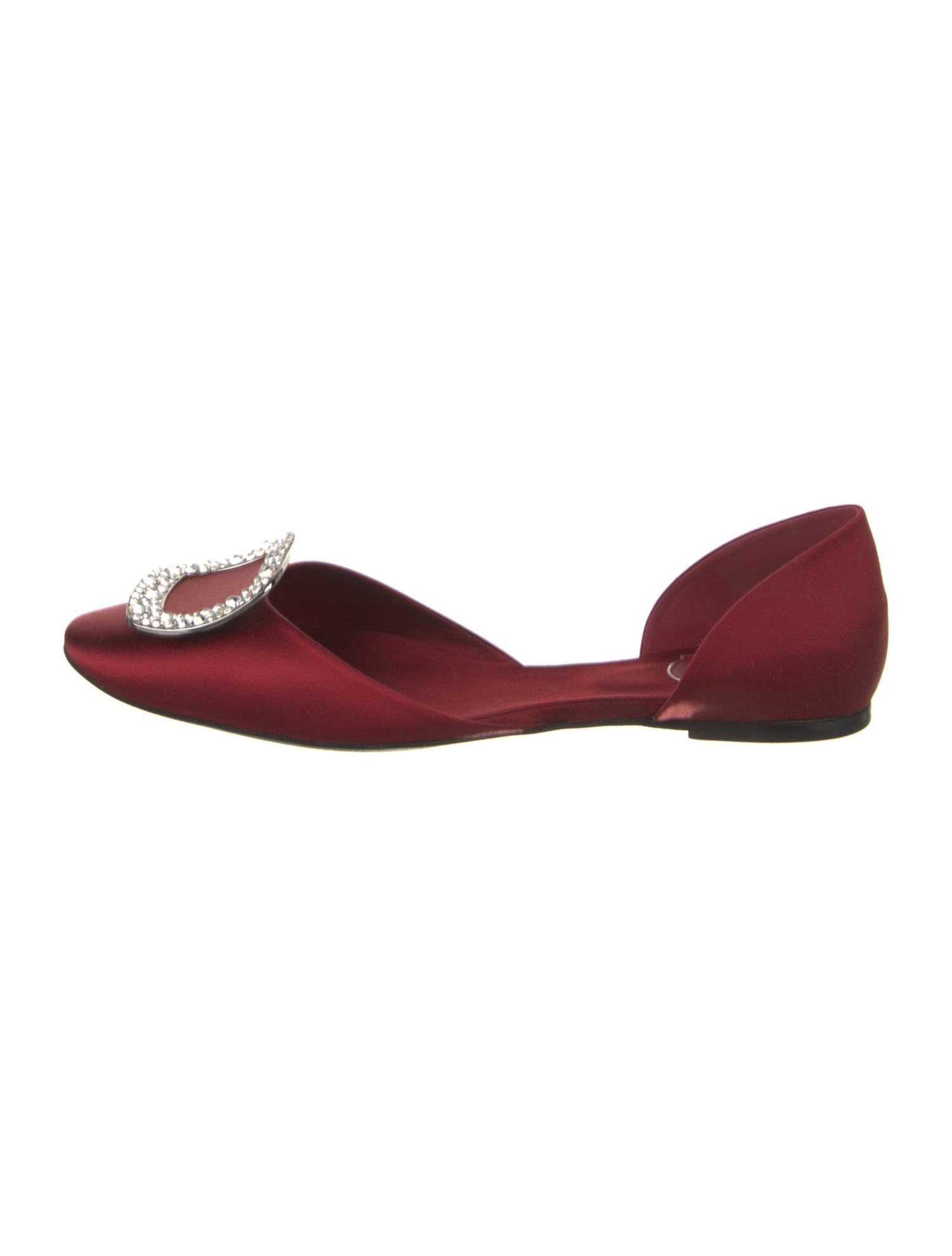 Roger Vivier Satin Crystal Embellishments D'Orsay Flats