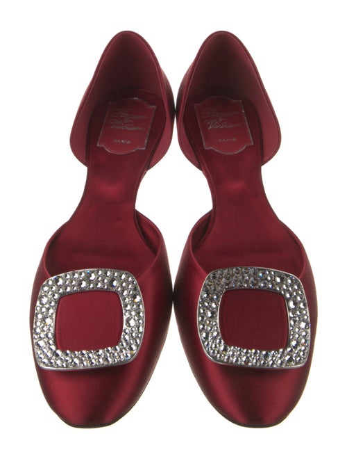 Roger Vivier Satin Crystal Embellishments D'Orsay Flats