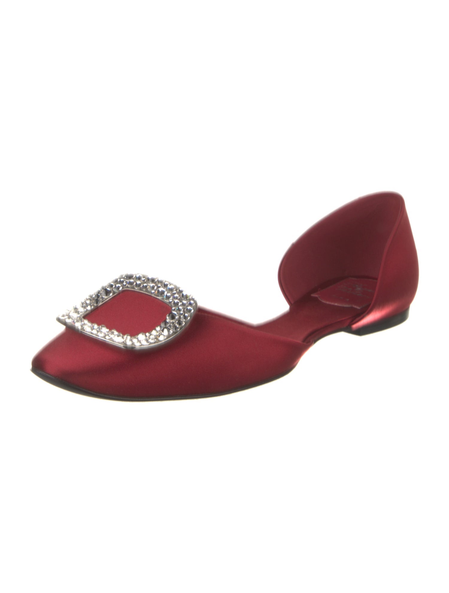 Roger Vivier Satin Crystal Embellishments D'Orsay Flats