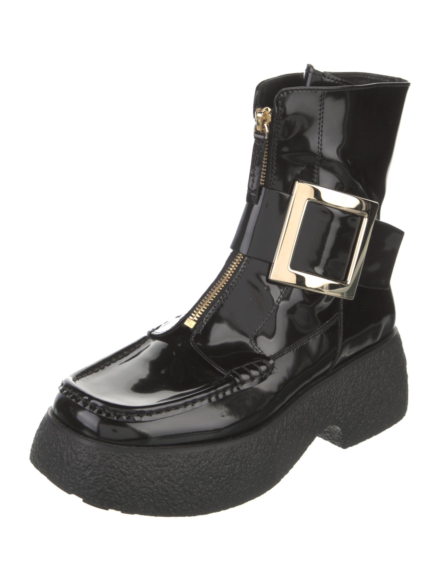 Roger Vivier Patent Leather Moto Boots