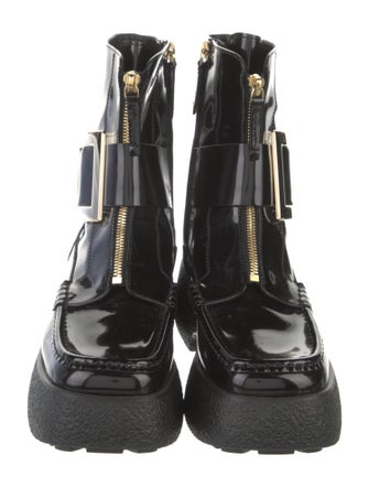 Roger Vivier Patent Leather Moto Boots