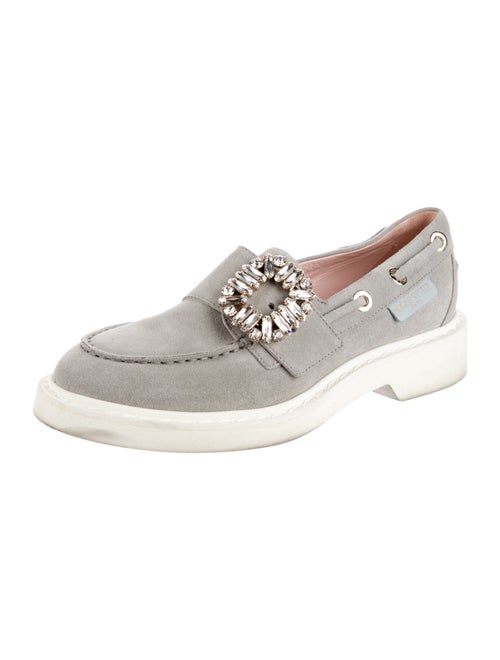 Roger Vivier Suede Crystal Embellishments Loafers
