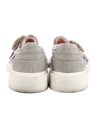 Roger Vivier Suede Crystal Embellishments Loafers