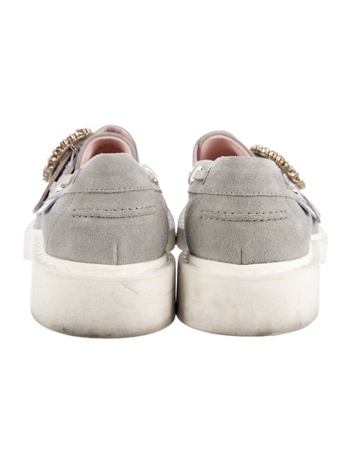 Roger Vivier Suede Crystal Embellishments Loafers