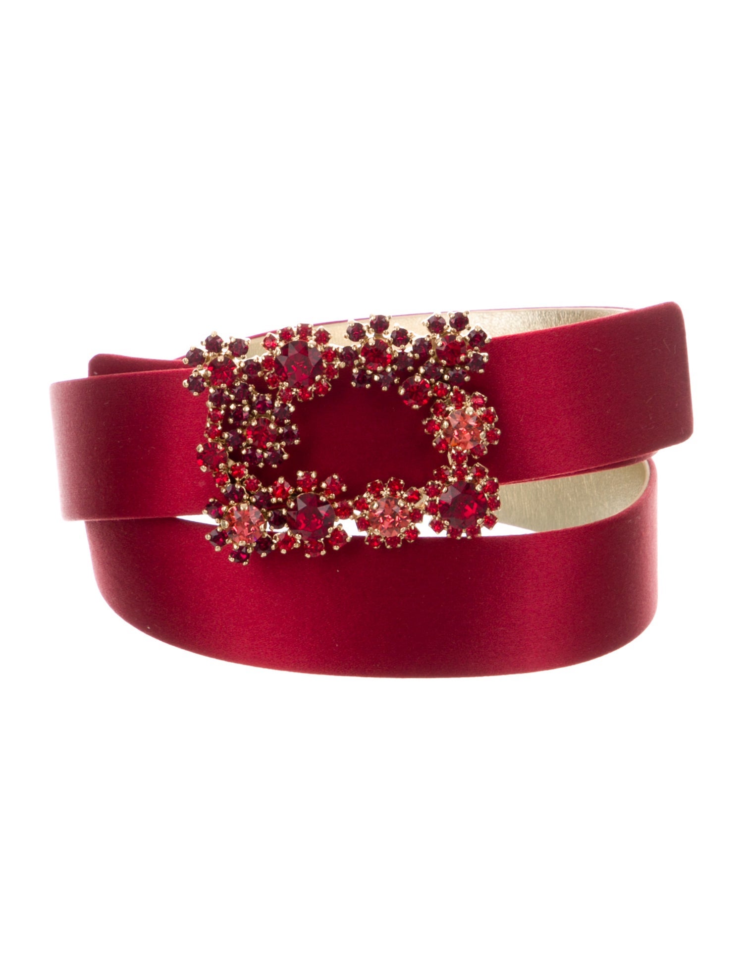 Roger Vivier Satin Crystal Embellishments Belt