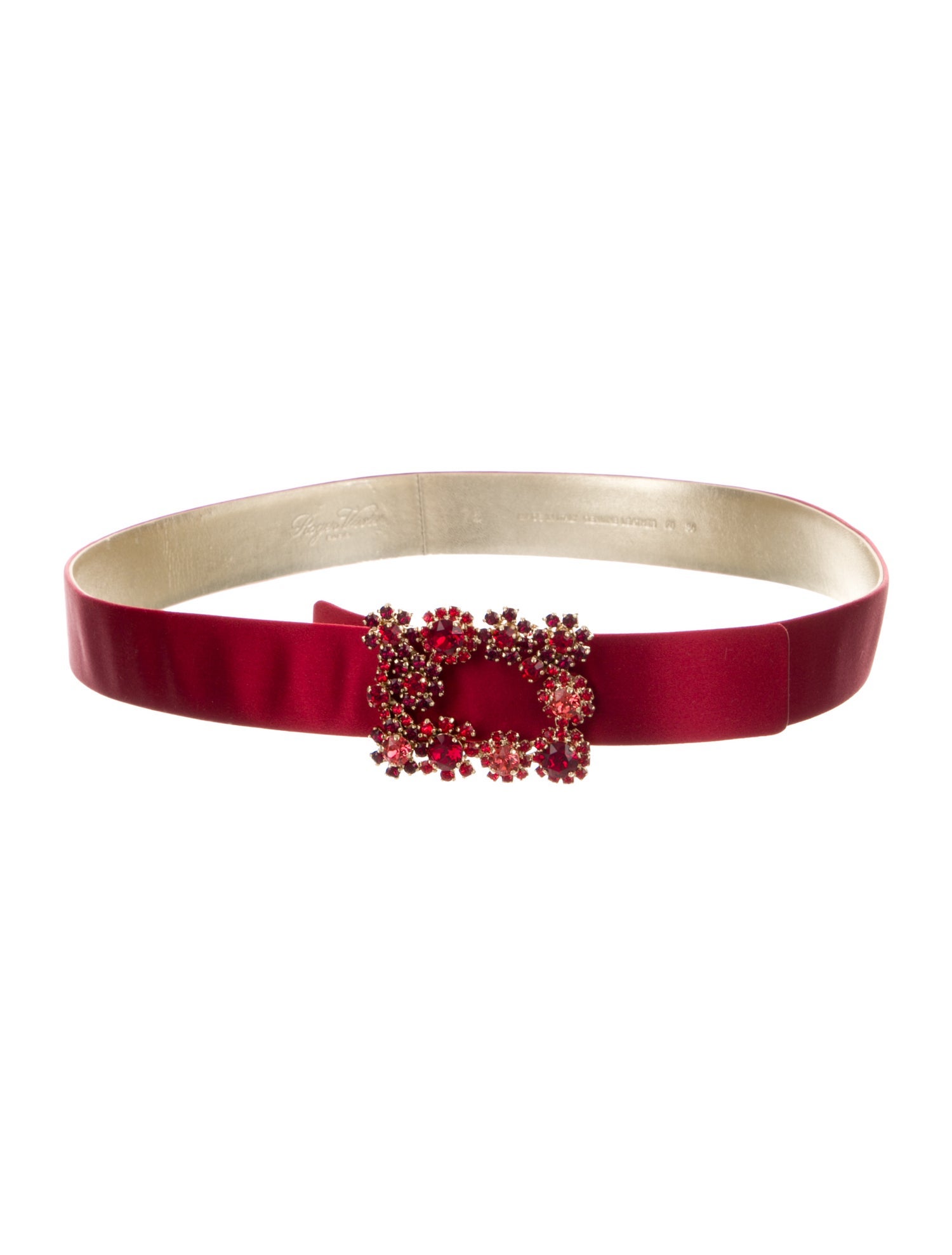 Roger Vivier Satin Crystal Embellishments Belt
