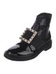 Roger Vivier Patent Leather Crystal Embellishments Combat Boots