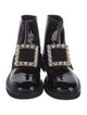 Roger Vivier Patent Leather Crystal Embellishments Combat Boots