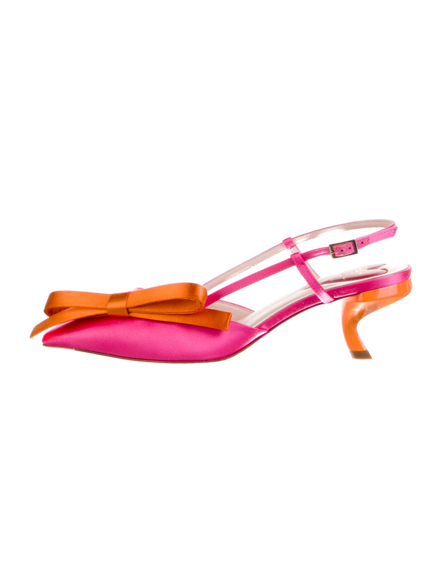 Roger Vivier Satin Colorblock Pattern Slingback Pumps