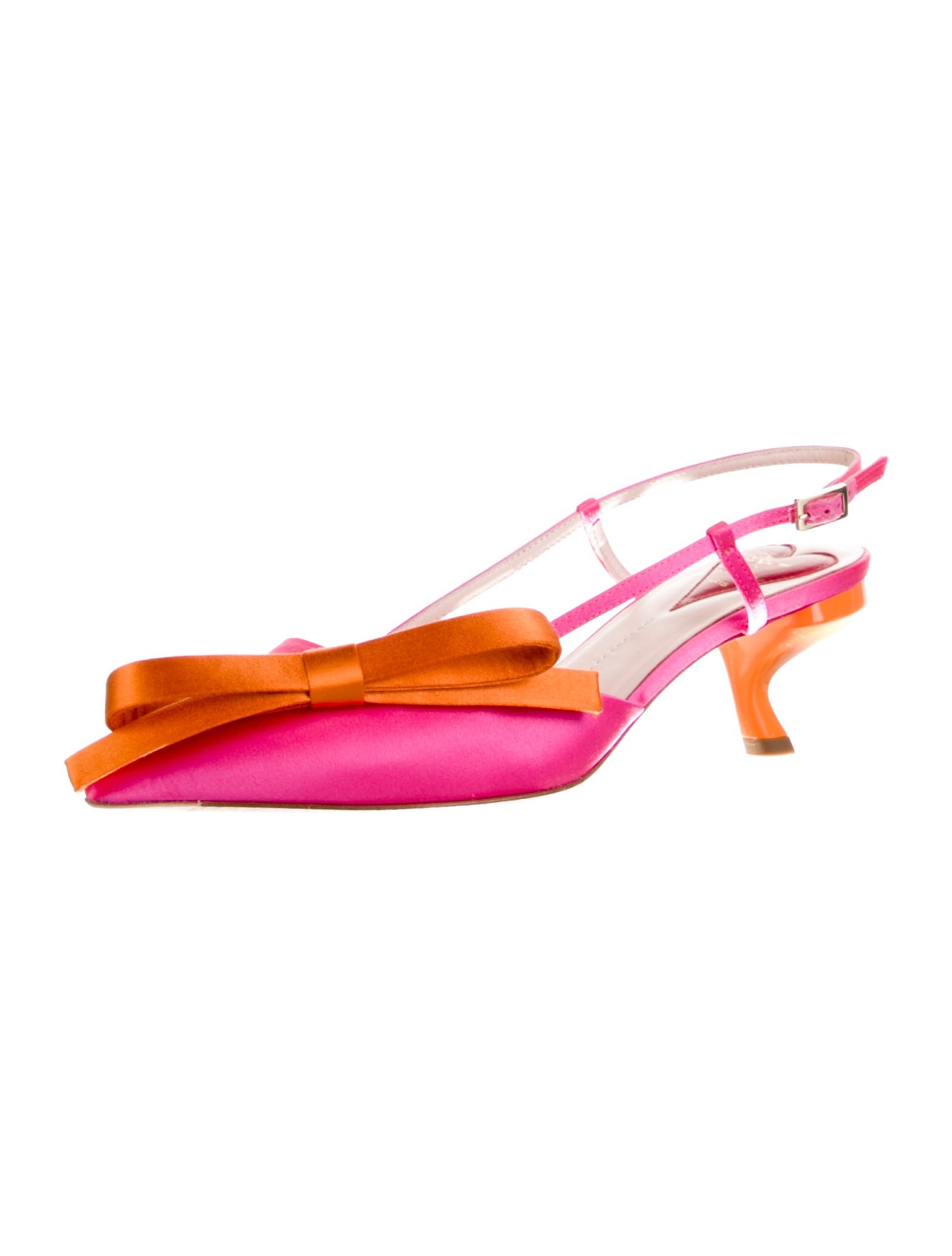Roger Vivier Satin Colorblock Pattern Slingback Pumps