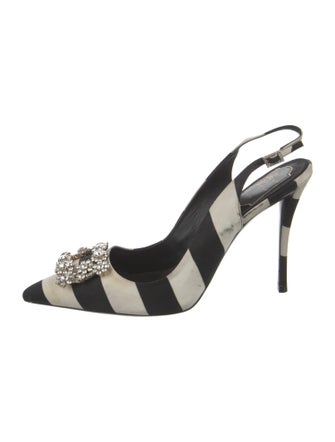 Roger Vivier Satin Striped Slingback Pumps