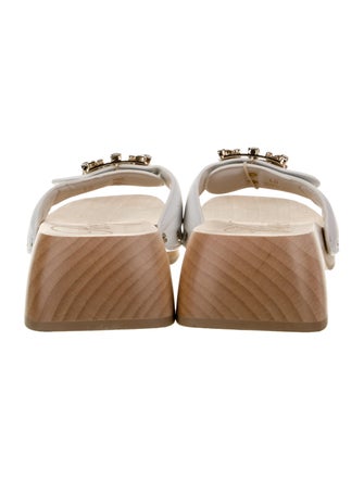 Roger Vivier Leather Crystal Embellishments Slides