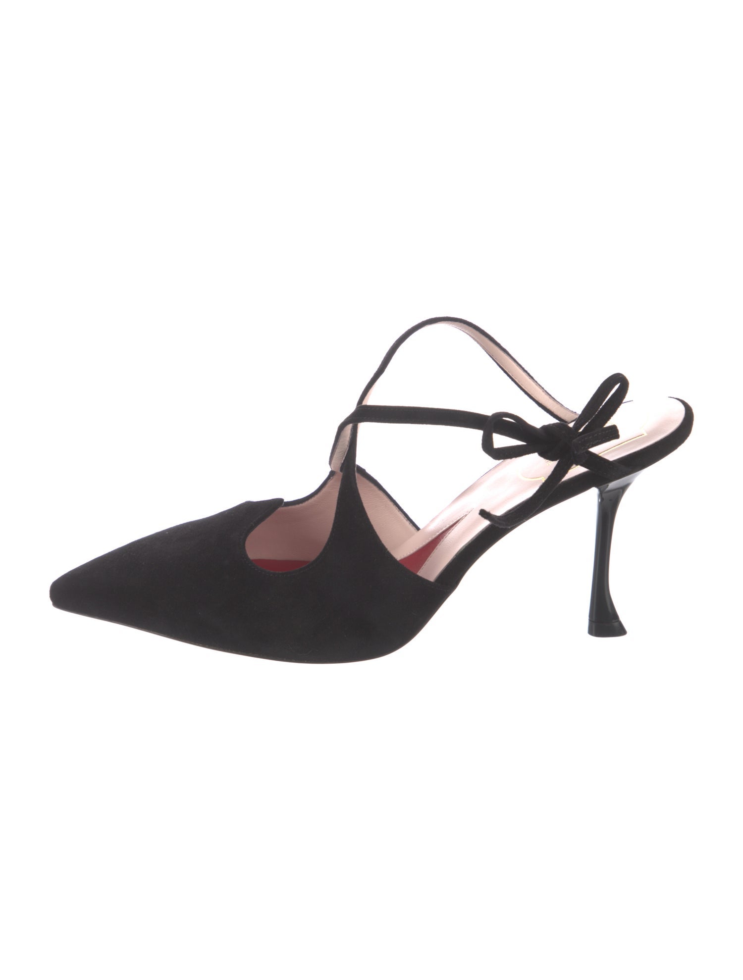 Roger Vivier Suede Bow Accents T-Strap Pumps