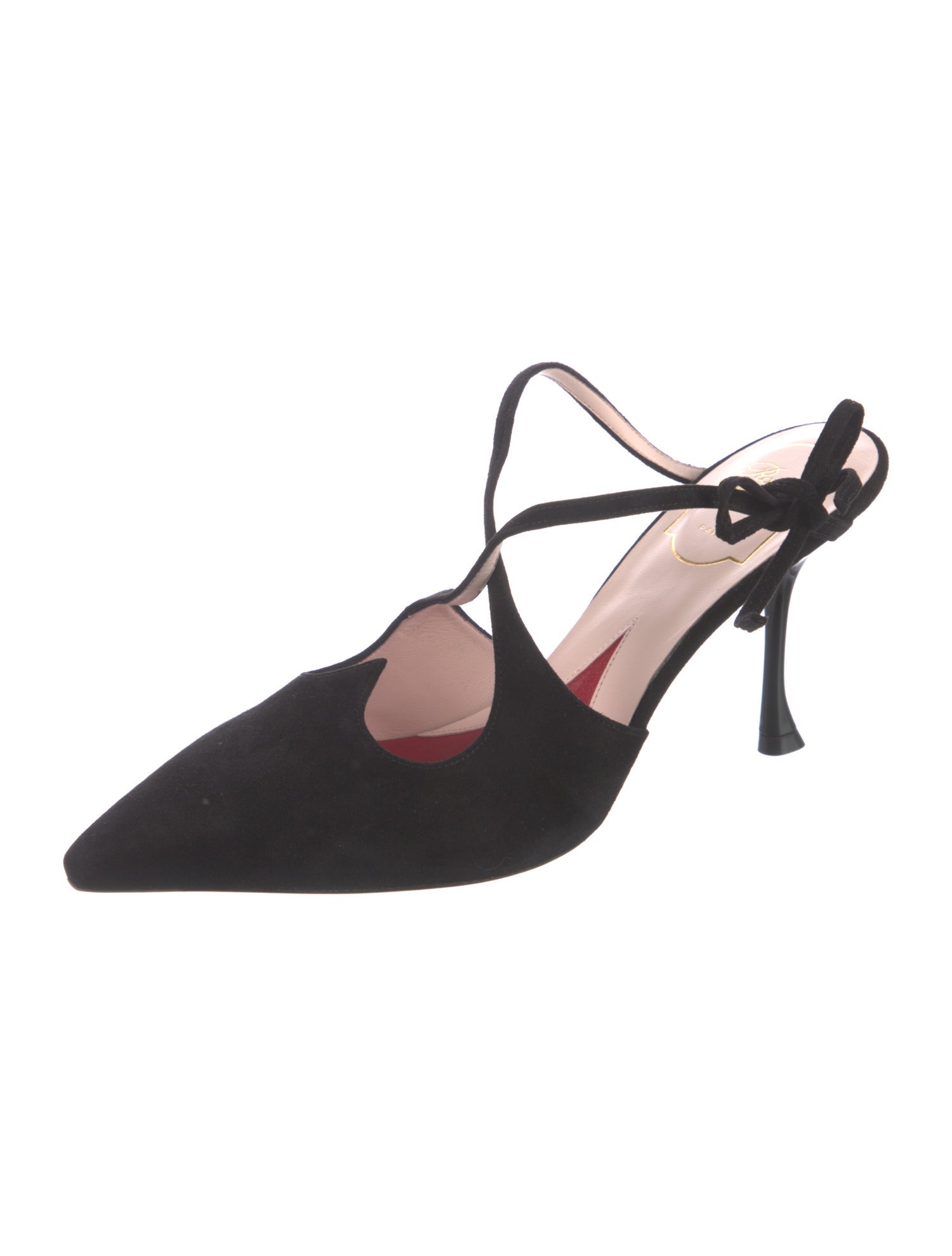 Roger Vivier Suede Bow Accents T-Strap Pumps