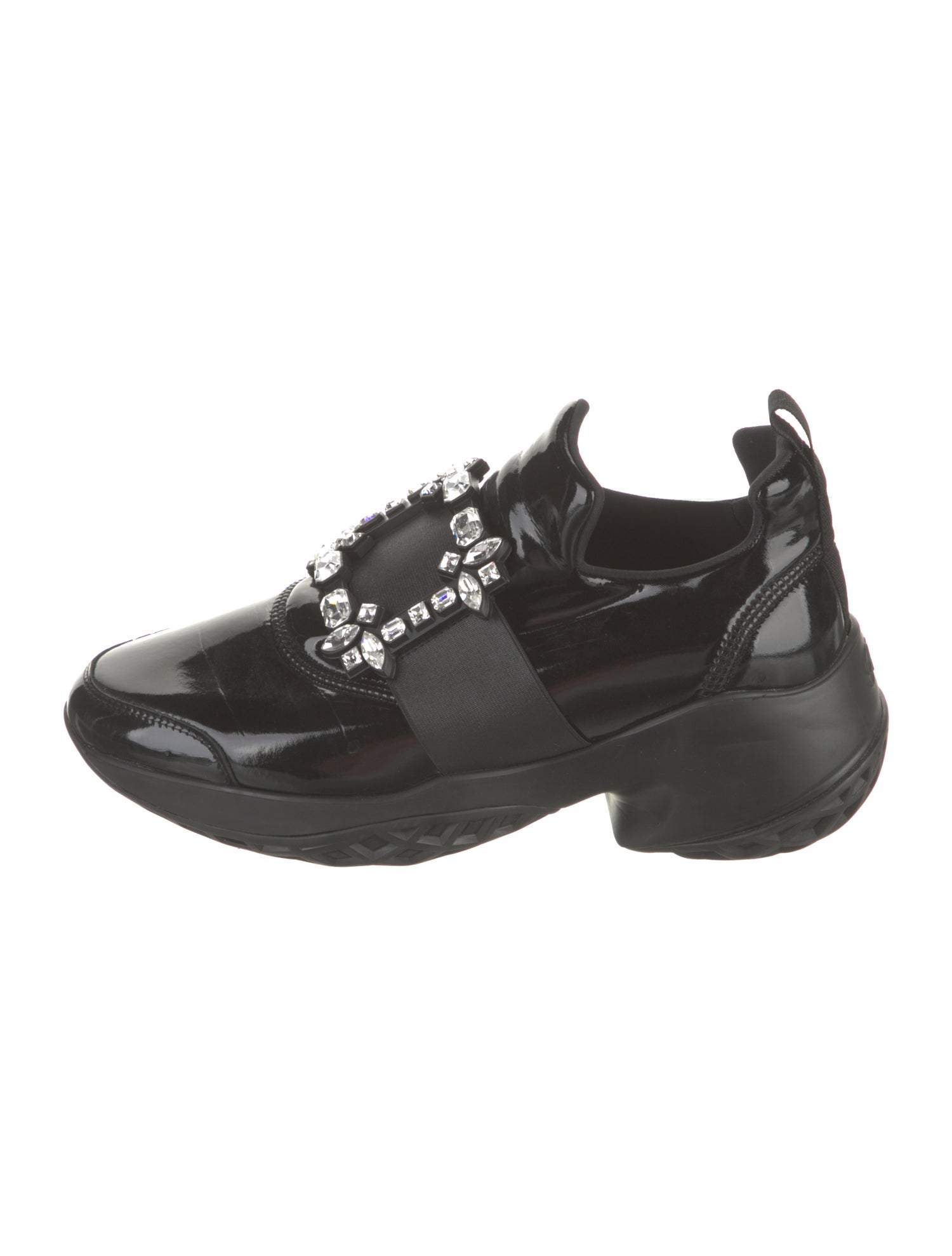 Roger Vivier Patent Leather Crystal Embellishments Loafers